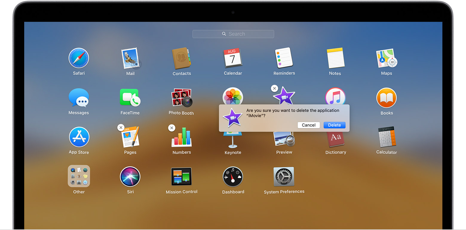 How to delete permanent apps on mac shortcut